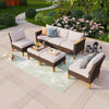 7 Pieces Rattan Sofa Set Wicker Sectional Cushion Patio Beige Cushion Garden