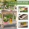 Wooden Potting Bench Work Table with Wheels, Sink, Drawer and Large Storage Sect