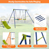 4-in-1 Outdoor Kids Swing Set Heavy-Duty Backyard Metal Playset with Slide