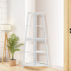 White Corner Ladder Shelving Unit 5Tier Storage Display Stand Bookcase Bookshelf