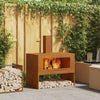 Fire Pit with Chimney 80x50x96 cm Weathering Steel