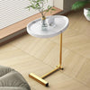 C Shaped Side Table for Sofa Coffee End Tables for Living Room Bedside white