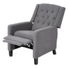 Grey Single Sofa Chair, 140° Reclining Backrest Lounge Armchair with Wooden Legs