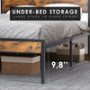 Double Size Bed Frame Platform Metal Slats Support Bed W/ Industrial Headboard