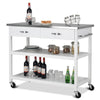Kitchen Trolley Cart Rolling Island Cart Serving Cart Large Storage 2 Drawers