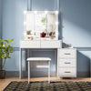 White Dressing Table with LED Lights Mirror 5 Drawers Stool Cabinet Make up Desk