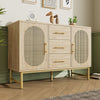 Rattan Sideboard Storage Cabinet with 2 Doors 3 Drawers Storage Cabinet Hallway