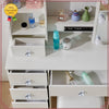 White Dressing Table with Mirror Vanity Makeup Desk & Stool Set With LED Lights
