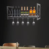 Wall Mounted Wine Rack Gin Shelf Rack Bottle 5 Glass Holder Home Bar 1 Layer