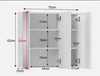Triple Door Bathroom Mirror Cabinet Cupboard Stainless Steel Wall Mounted 700mm