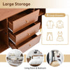 Wooden Sideboard Buffet Storage Cabinet Cupboard with 2 Rattan Doors & 3 Drawers