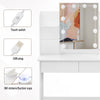 Dressing Table Vanity Makeup Desk w/ LED Lights Mirror Drawer Bedroom Furniture