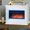 2kW Electric Fireplace LED Log Fire Flame White Surround Stand Heater Set 34''