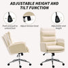Upholstered Desk Chair with Height Adjustable, Cream White
