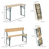 Picnic Bench Set 3-Piece Rectangular Trestle Beer Table Natural Wood Colour
