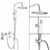 Chrome Waterfall Bath Shower Mixer Tap With 3 Way Square Rigid Riser Shower Kit