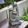 Solar Cascading Fountain Outdoor Garden Water Feature LED Stone Jug Statue Decor