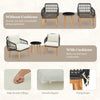 3 Piece Patio Chair Set Outdoor Rattan Bistro Set with Removable Cushion