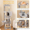 Pet Furniture Kitty Activity Center Multi-level Cat Tree w/ Basket Bed-Grey