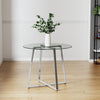 Modern Clear/Black Glass Round Dining Table With Metal Legs Kitchen Furniture