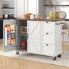 Kitchen Island on Wheels Drop-Leaf Worktop Utility Storage Cart with Drawers