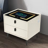 LED Bedside Table with 2 Drawers Wireless Charging Side Cabinet Nightstand