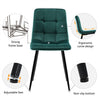 Set of 4 Dining Chairs with Backrest Metal Legs Living Room Kitchen Chairs Green