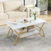 2-Tier Modern Coffee Table with Arched Metal Frame & Adjustable Foot Pads