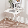 White Compact Foldable 2-Tier Workstation PC Computer Laptop Desk Table Shelf