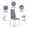 4pcs Grey Faux Leather Dining Chairs & Grey Marble Glass Dining Table Dining Set