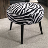 Handmade Zebra Fabric Round Pouffe Footstool with Black Metal Legs Boho stool