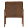 Distressed Tan Leather Upholstered Armchair Accent Chair Solid Wooden Frame Sofa