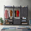 Industrial Open Wardrobe Storage Unit Clothes Rail Shelves Hanging Rack Black