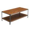 Large Rectangular Coffee Table 2 Tier Rustic Walnut Living Room w/ Storage Shelf