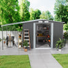 10 X 8ft Outdoor Garden Storage Shed w/Doule Slide Doors Galvanised Metal Black