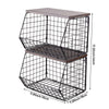 2 Tier Metal Wire Fruit Basket Bread Storage Vegetable Rack Countertop Basket UK
