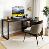Modern Simple Study Writing Desk Heavy-duty Metal Frame Workstation-Coffee