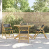 5 Piece Folding Bistro set with Dark Grey Cushions Bamboo W6F4
