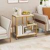 Small Sofa Couch Side Table with Lockable Casters-White