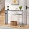 2 Tier Clear Tempered Glass Console Table Hallway Living Room Slim Side Table