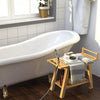 Durable Bamboo Shower Bench Spa Stool Seat Chair 2-Tier Storage Shelf Waterproof