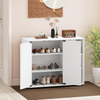 Shoe Cabinet Wooden White Storage Cupboard Double Doors Adjustable Shelves Hall