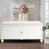 2-Door Storage Ottoman Stool Hallway Window Seat Wooden Shoe Bench with Cushion