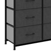 Chest of 8 Drawers, Fabric Dresser with Wood Top, Black Grey for Bedroom