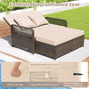 Patio Rattan Daybed 2-Piece Outdoor Wicker Loveseat Sofa Furniture