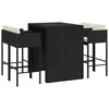 5 Piece Garden Bar Set with Cushions Black Poly Rattan vidaXL