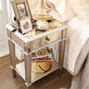Elegant Mirrored End Table Bed Side Table with Storage for Living Room Bedroom