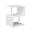 High Gloss Side End Table Storage Shelves Bedside Table 2 Tier White LED S-Shape