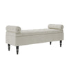 126CM Beige Linen Button Chesterfield Ottoman Storage Bench Bed End Window Seat