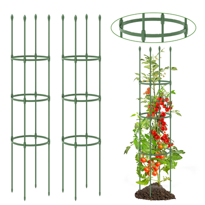 2 Pack Garden Trellis Height Adjustable Tomato Cage Tall Plant Support Stands